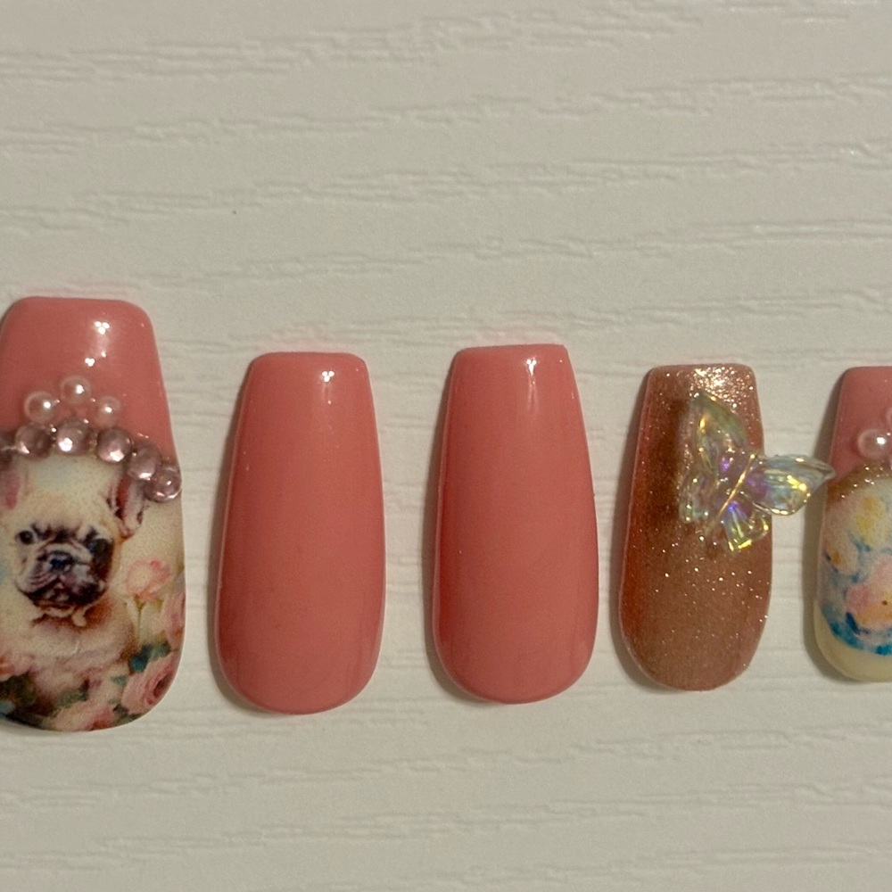 French bulldog themed press on nail set